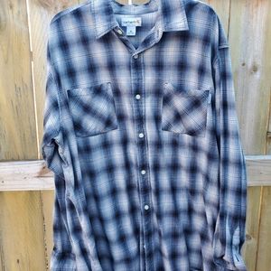 Carhart 2XL Black and Creme Button Up Shirt